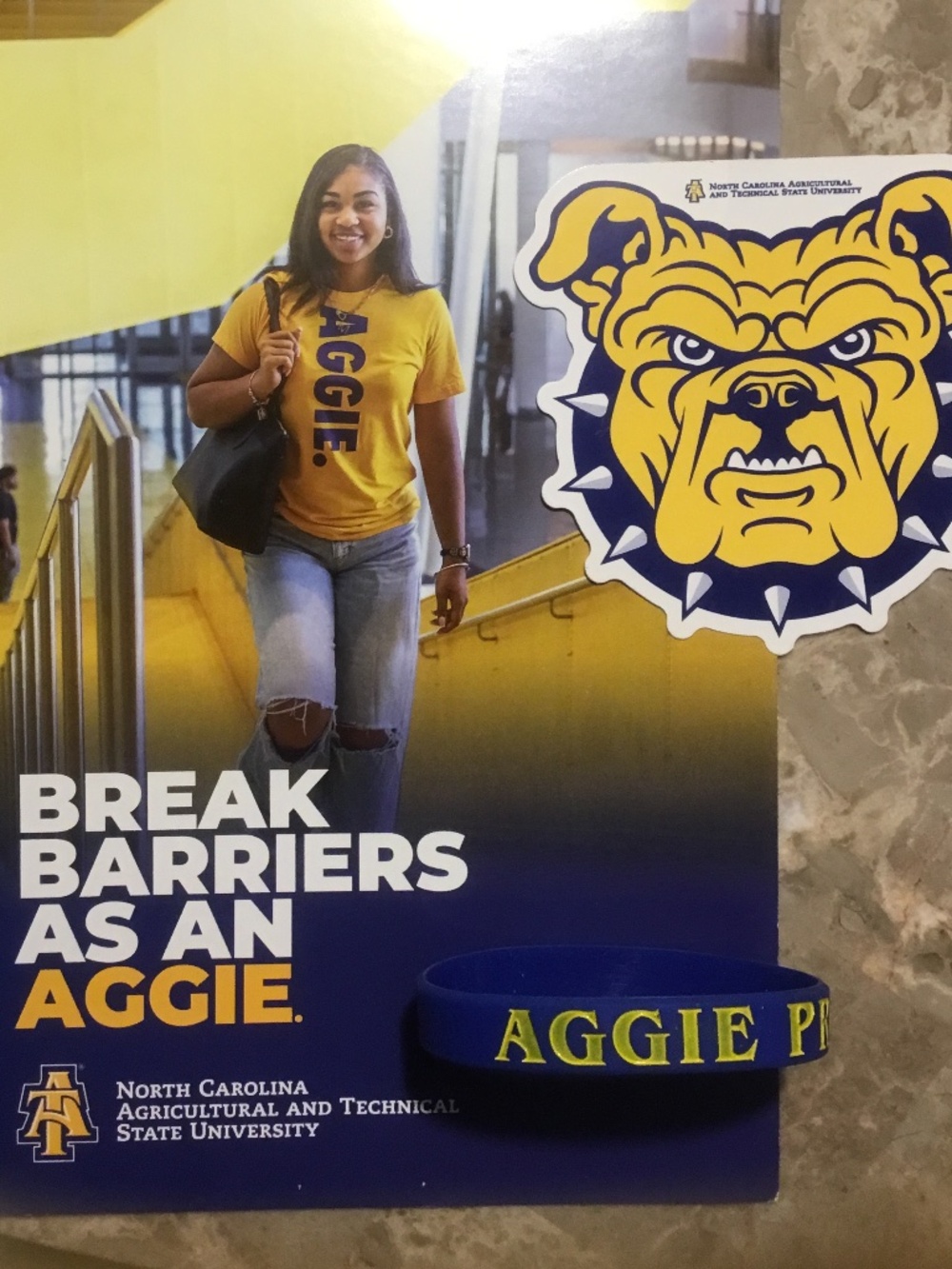 North Carolina A&T  Bracelet (M/F), Sticker and Brochure (Break Barriers Aggie)